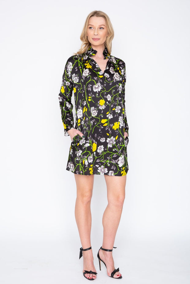 Black Floral Vicki Long Sleeve Dress