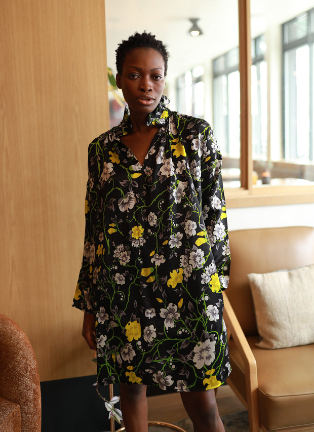 Black Floral Vicki Long Sleeve Dress