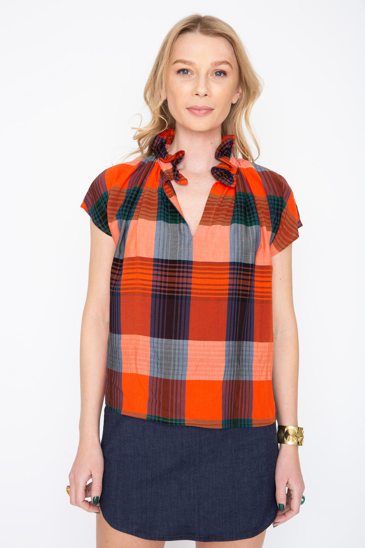 Red and Blue Plaid Short Sleeve Vicki Top