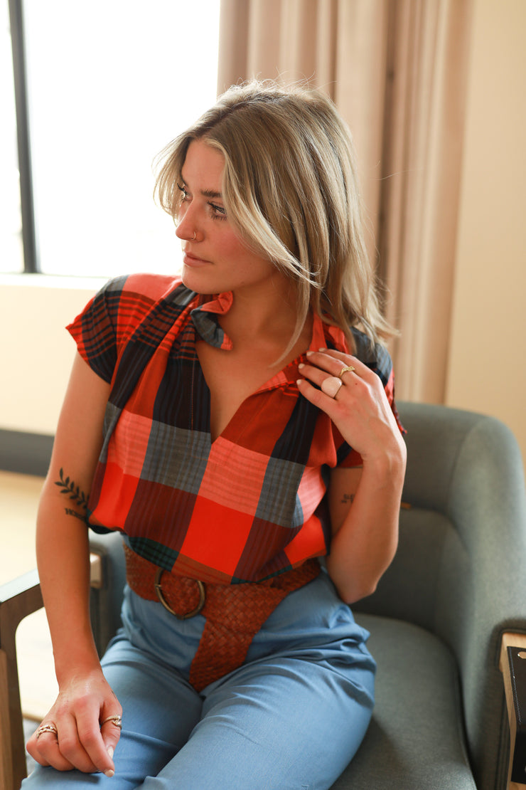 Red and Blue Plaid Short Sleeve Vicki Top