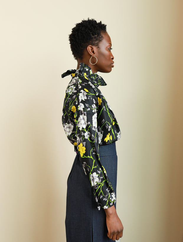Black Floral Vicki Long Sleeve Top